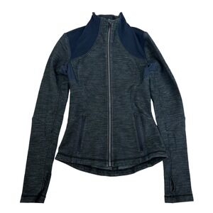 Lululemon Define Jacket Full Zip Mock Neck L/S Sz 4 Thumb Hole Blue Denim Look